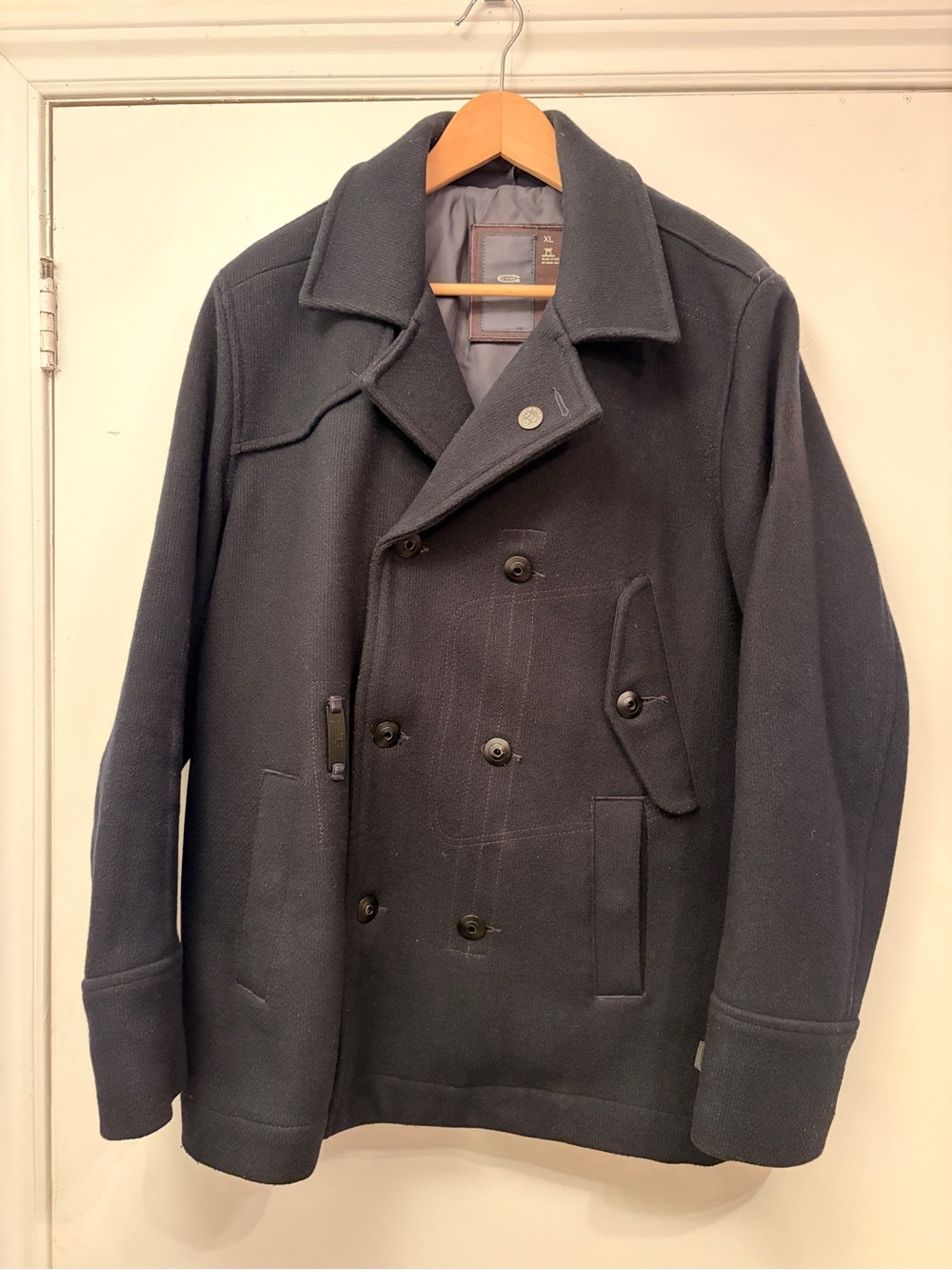 G-Star Navy Double-Breasted Wool Peacoat